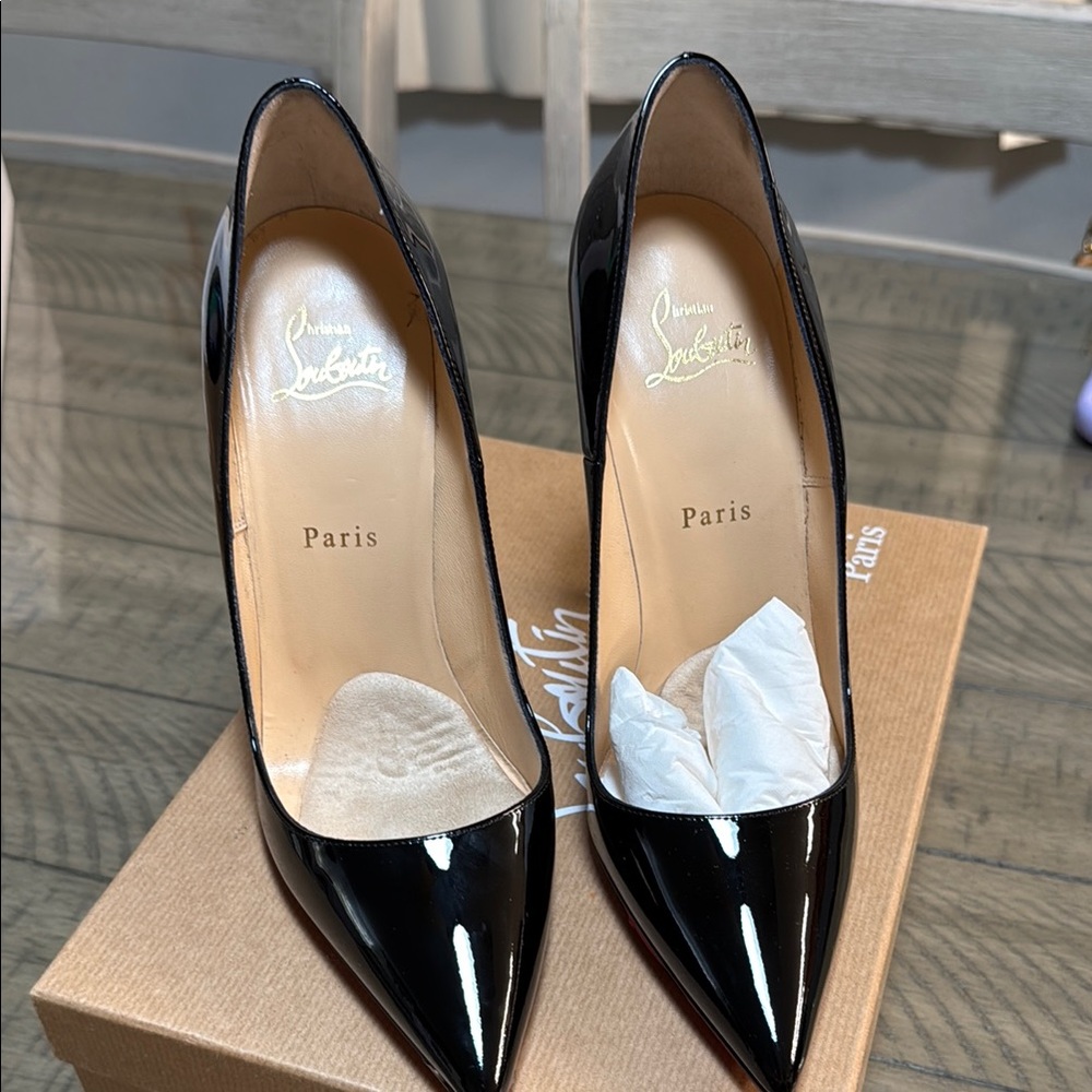 Christian Louboutin Black Patent Leather Pointed Toe Pumps